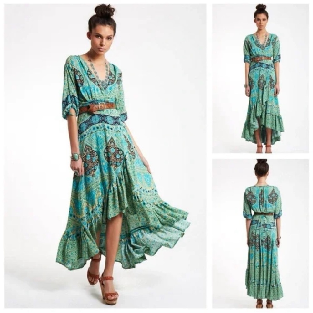 Spell Aloha Fox Wrap Dress Ruffled Tiered Sundress